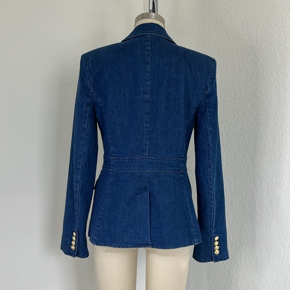 Derek Lam 10 Crosby Keith Denim Utility Jacket Jean Blazer Gold Buttons Pockets - Picture 8 of 12